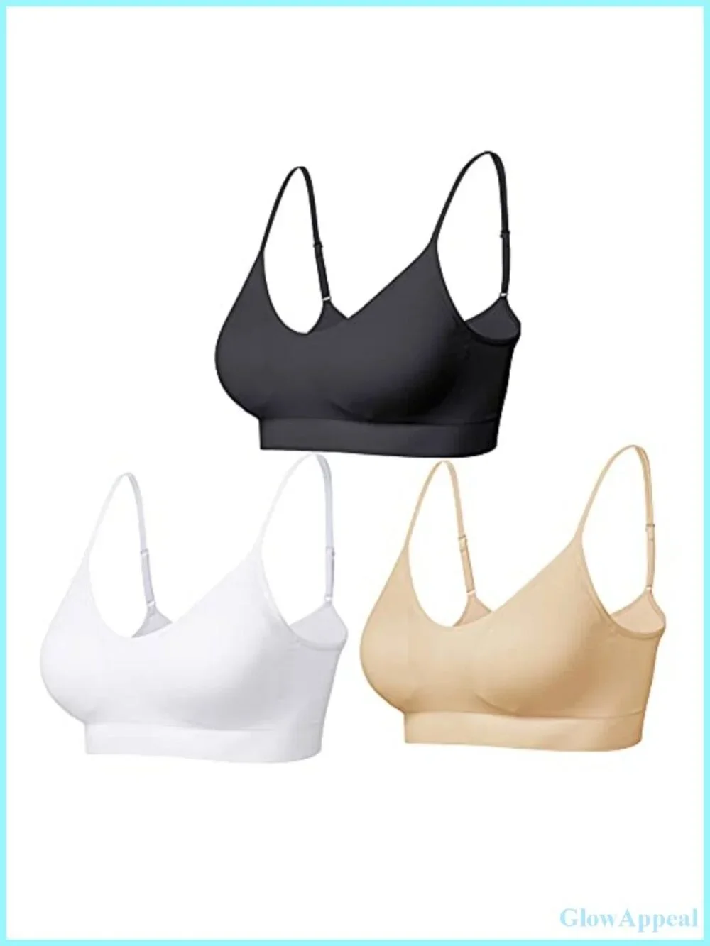 Seamless Padded Bralette 3-Pack Medium Support Sleep Yoga Sports Bra